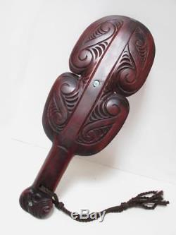 Vintage Maori Tiki Wooden Kotiate Patu War Club By Ruihana New Zealand Tribal