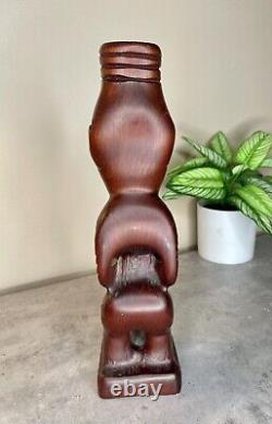 Vintage Maori Tribal Tiki Totem Carving Hand Carved Hardwood Statue New Zealand