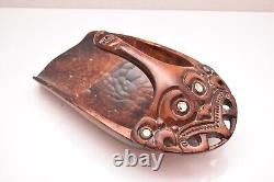 Vintage Maori Wood Carved New Zealand Canoe Bailer Water Scoop Tribal