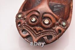 Vintage Maori Wood Carved New Zealand Canoe Bailer Water Scoop Tribal