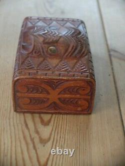 Vintage Maori carved tiki box with shell eyes