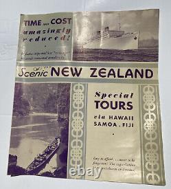 Vintage Matson Steamship Lines Fold Out Brochure 1932 Hawaii New Zealand