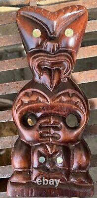 Vintage New Zealand Hand Carved Maori Tiki Rotorua