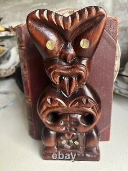 Vintage New Zealand Hand Carved Maori Tiki Rotorua