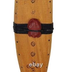 Vintage New Zealand Indigenous Wood Clay Metal Folk Art Wall Hanging 15