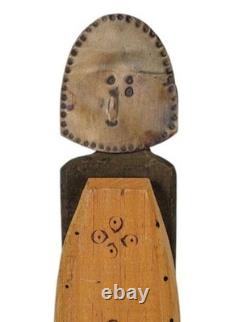 Vintage New Zealand Indigenous Wood Clay Metal Folk Art Wall Hanging 15