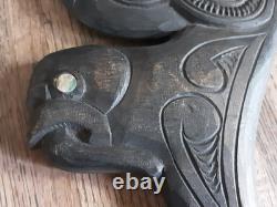 Vintage New Zealand Maori Carved Wood War Club Paddle Created By K Hakaraia
