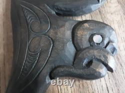 Vintage New Zealand Maori Carved Wood War Club Paddle Created By K Hakaraia