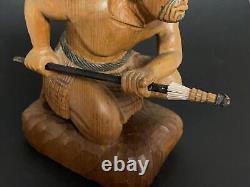 Vintage New Zealand Maori Warrior Figure Carved Wooden Sculpture Oceanic Art