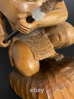 Vintage New Zealand Maori Warrior Figure Carved Wooden Sculpture Oceanic Art