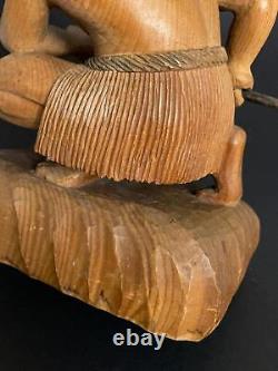 Vintage New Zealand Maori Warrior Figure Carved Wooden Sculpture Oceanic Art