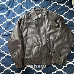 Vintage New Zealand Outback Bomber Jacket Leather Dark Brown Size Medium