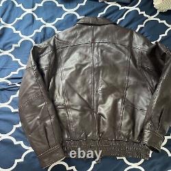 Vintage New Zealand Outback Bomber Jacket Leather Dark Brown Size Medium
