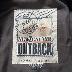 Vintage New Zealand Outback Bomber Jacket Leather Dark Brown Size Medium