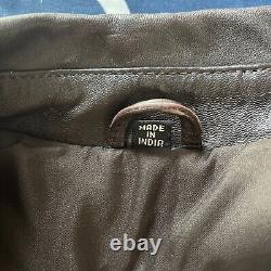 Vintage New Zealand Outback Bomber Jacket Leather Dark Brown Size Medium