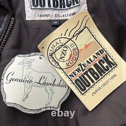Vintage New Zealand Outback Bomber Jacket Leather Dark Brown Size Medium