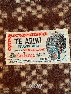 Vintage New Zealand Te Ariki (Onehunga Woollen Mills) Travel Rug tukutuku patter