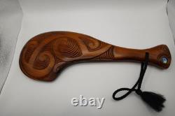 Vintage Ornamental Maori Wahaika Club Carved Wood Patu Ceremonial New Zealand
