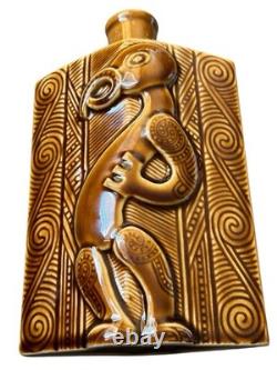 Vintage Parker Pottery Lincoln Wine Brown Bottle New Zealand Maori Rare No Top