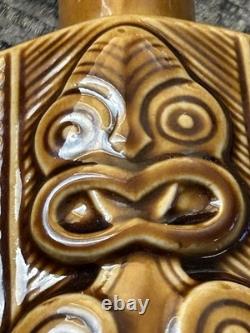 Vintage Parker Pottery Lincoln Wine Brown Bottle New Zealand Maori Rare No Top