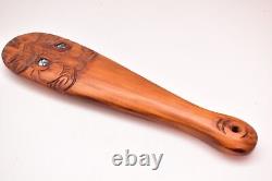 Vintage RARE NEW ZEALAND MAORI TRIBE WARRIOR CARVED WOOD & ABALONE PADDLE CLUB