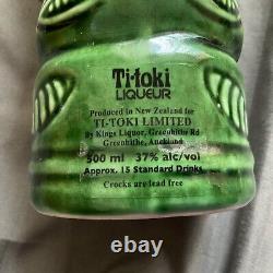 Vintage Ti-Toki Green Liqueur Bottle New Zealand Tiki Bar Decanter 500ml GC