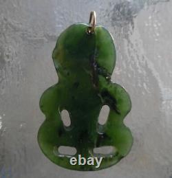 Vintage Tiki Maori New Zealand Pounamu Greenstone Nephrite Jade Charm Pendant