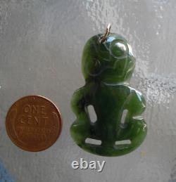 Vintage Tiki Maori New Zealand Pounamu Greenstone Nephrite Jade Charm Pendant