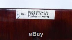 Vintage Timber Carved Maori Tiki Panel Sticker Rotorua New Zealand Matai Timber