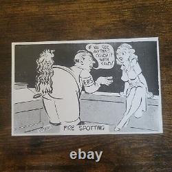 Vintage WWII Cartoon Postcard Alec Garmonsway from New Zealand EPS Fire Watching