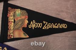 Vintage WWII Era 1940s Pennants Guadalcanar New Caledonia New Zealand Tonga