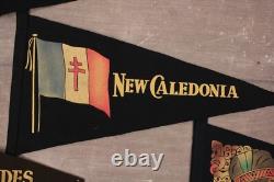 Vintage WWII Era 1940s Pennants Guadalcanar New Caledonia New Zealand Tonga