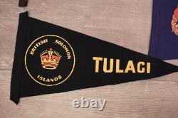 Vintage WWII Era 1940s Pennants Guadalcanar New Caledonia New Zealand Tonga