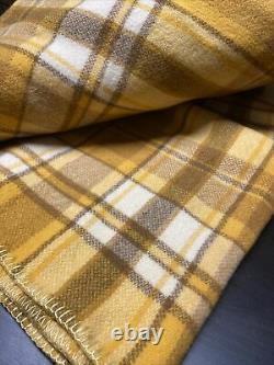Vintage Wondawarm Farmers New Zealand Wool Plaid Camp Blanket Double 74X66