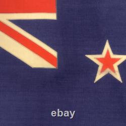Vintage Wool Hand Painted New Zealand Flag Cloth Nautical Union Jack Art Textile