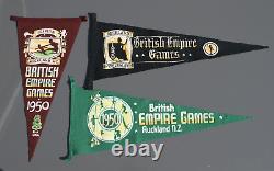 Vintage c1950 New Zealand Pennant Flag x3 British Empire Games Auckland NZ
