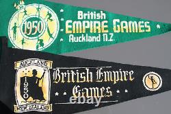 Vintage c1950 New Zealand Pennant Flag x3 British Empire Games Auckland NZ