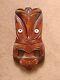 Vintage carved wood, traditional mask from New Zealand paua shell eyes