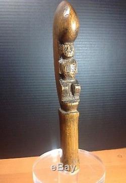 Vtg Maori Wood Wahaika War Club New Zealand Tiki Weapon Carved