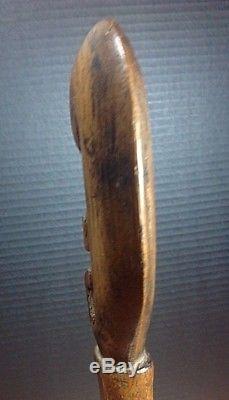 Vtg Maori Wood Wahaika War Club New Zealand Tiki Weapon Carved