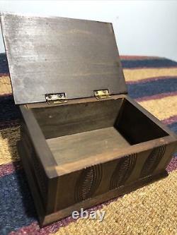 Vtg New Zealand Maori Hawaiian Tiki Polynesian Carved Wooden Treasure Box Paua