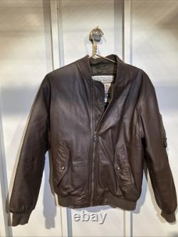 Vtg New Zealand Outback Cooper Collections Black Green L Bomber Leather Jacket