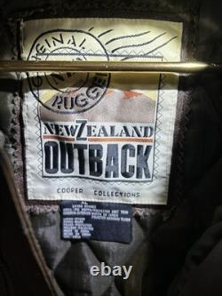 Vtg New Zealand Outback Cooper Collections Black Green L Bomber Leather Jacket