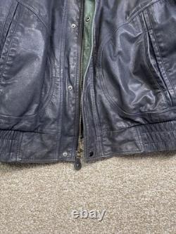 Vtg New Zealand Outback Cooper Collections Black Green L Bomber Leather Jacket