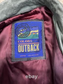Vtg New Zealand Outback Cooper Collections Black Green L Bomber Leather Jacket