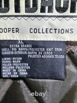 Vtg New Zealand Outback Cooper Collections Black Green L Bomber Leather Jacket