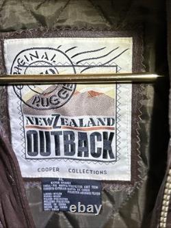 Vtg New Zealand Outback Cooper Collections Black Green L Bomber Leather Jacket