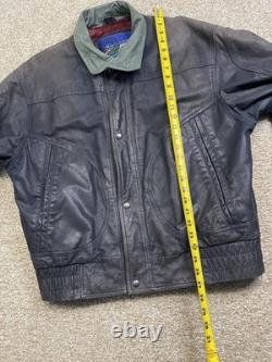 Vtg New Zealand Outback Cooper Collections Black Green L Bomber Leather Jacket