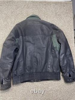 Vtg New Zealand Outback Cooper Collections Black Green L Bomber Leather Jacket