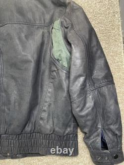 Vtg New Zealand Outback Cooper Collections Black Green L Bomber Leather Jacket